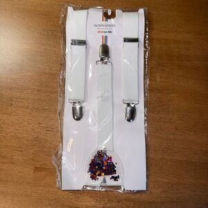 Target Pride White Suspenders Rainbow Confetti Heart Adjustable Y-Back One Size